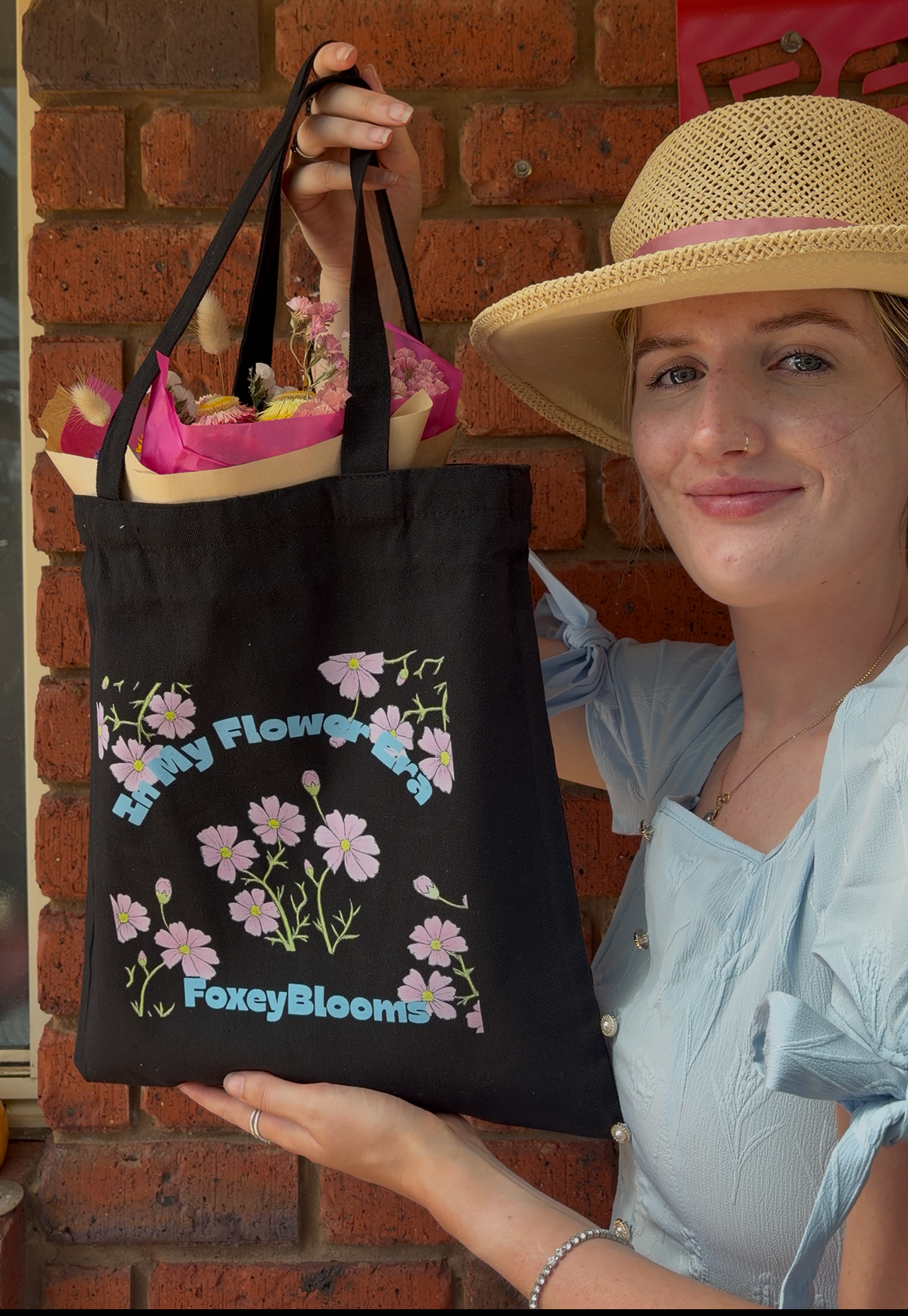 Cosmos In my Flower Era Tote ( Hand Drawn Design)